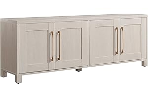 Henn&Hart Rectangular TV Stand for TV's up to 80" in Alder White, TV Stands for the Living Room