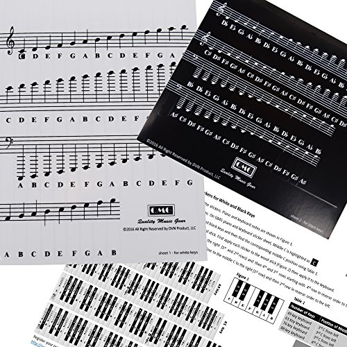 3 Piano+Keyboard+Stickers+Transparent+Removable