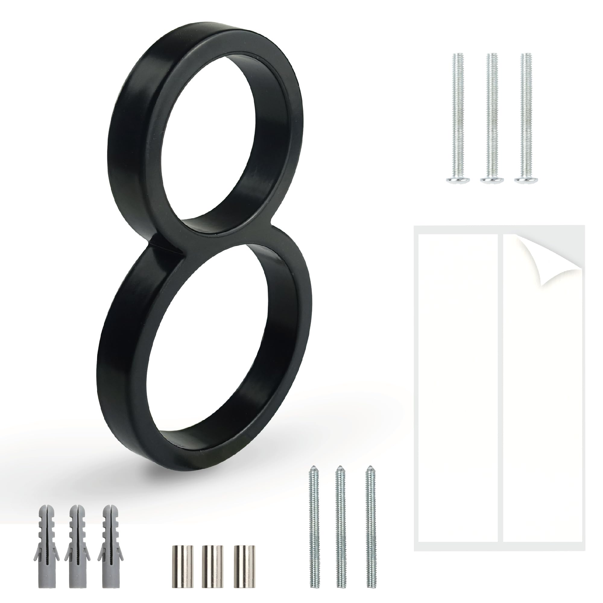 HASWARE Floating House Number Sign: 5 inch Modern Door Signage - Striking for Street Home Address Numerals (8, Black)