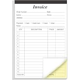 Invoice Receipt Book with Cardboard 2-Part Carbonless, 5.5" x 8.5" Order Forms, 50 Sheets Carbonless Sales Invoice Book for Small Business