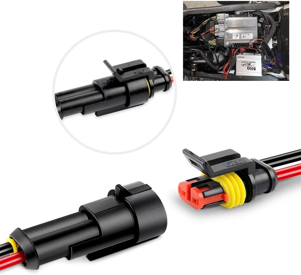 2 Pin Way 16 AWG Waterproof Connector Wire Cable 1.5mm Series Terminal Connector Electrical Connector Plug with Wire for car, truck, boat, motorcycle(Pack of 10): Automotive