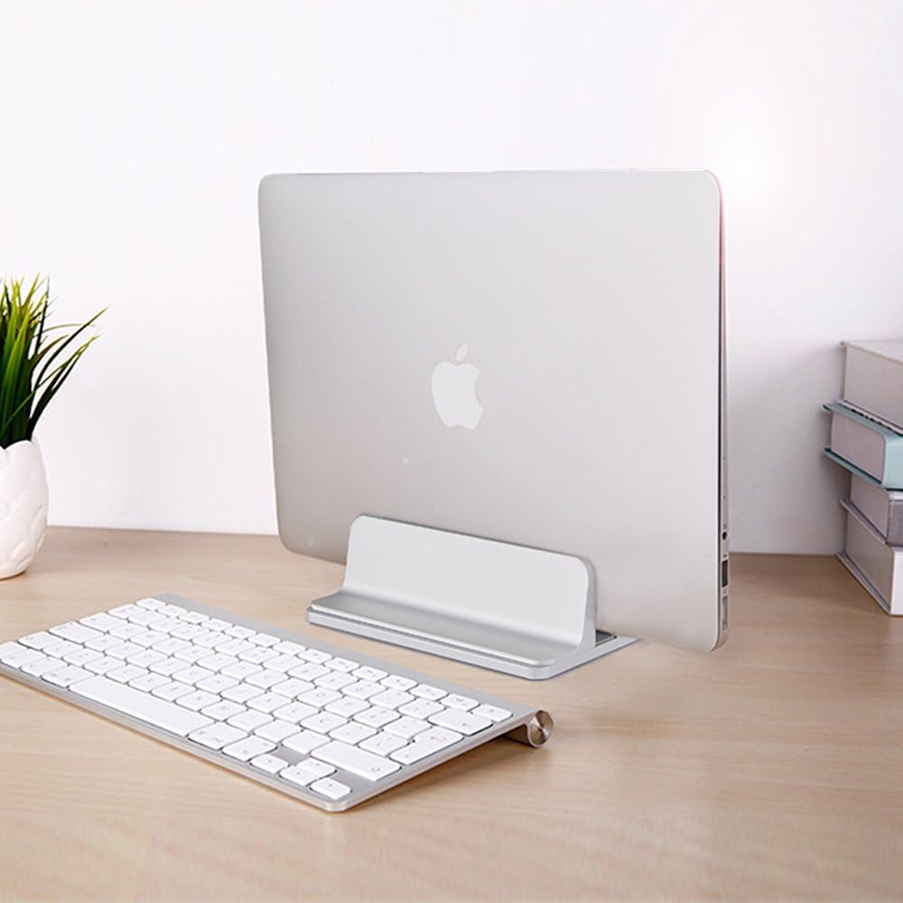 Aluminum MacBook Stand Laptop Stand Notebook Stand Vertical Desktop Stand for Up to 15" Apple MacBook Air/Pro or Other Laptops/Notebooks/Tablets - Silver