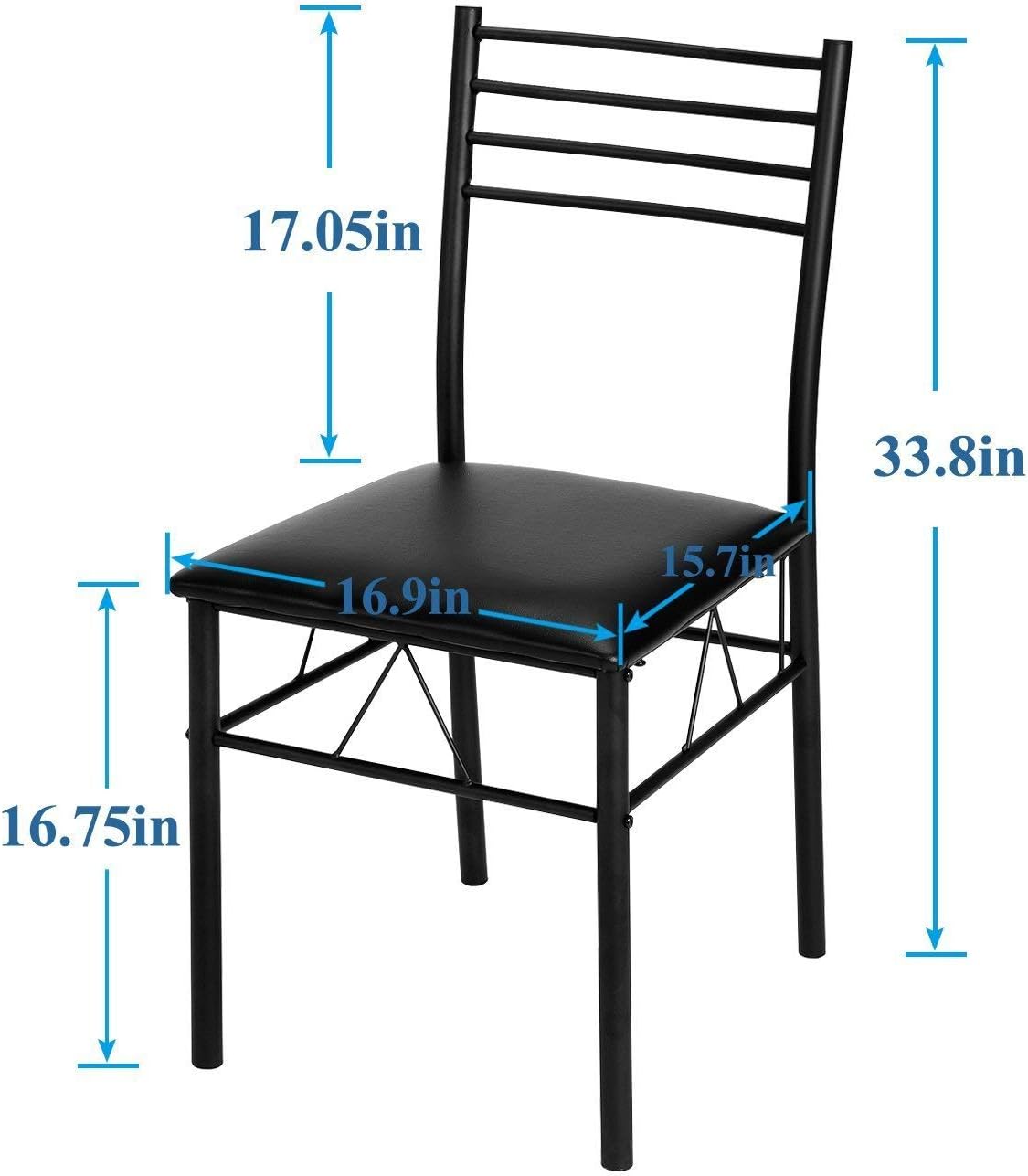 VECELO Dining Table with 4 Chairs [4 Placemats Included, Black - Table & Chair Sets