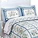Collections Etc Summer Breeze Floral Pattern Pillow Sham, Blue, Sham