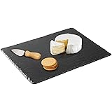mDesign Slate Stone Gourmet Serving Platter, Cheese Board, Charcuterie Tray with Natural Edge for Cheese, Meats, Appetizers,