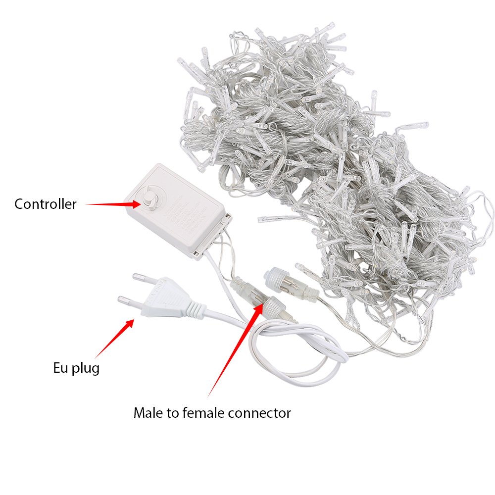 AGM 300er Led 3X3 Meter Lichterkette 24V Drinnen Outdoor LED wasserdicht Fee-Schnur-Vorhang-Licht für Party,Weihnachten,Hotel,Festival.(Warmweiß)