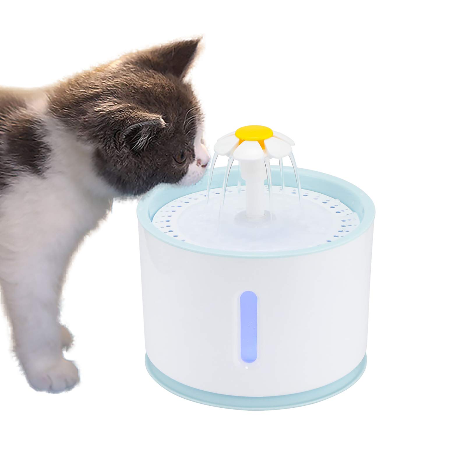 OurLeeme Cat Water Fountain, 2.4L Pet Water Fountain with Water Level Window Carbon Filter and Super Quiet Pump, 3 Modes Drinking Fountain for Pet and Dog