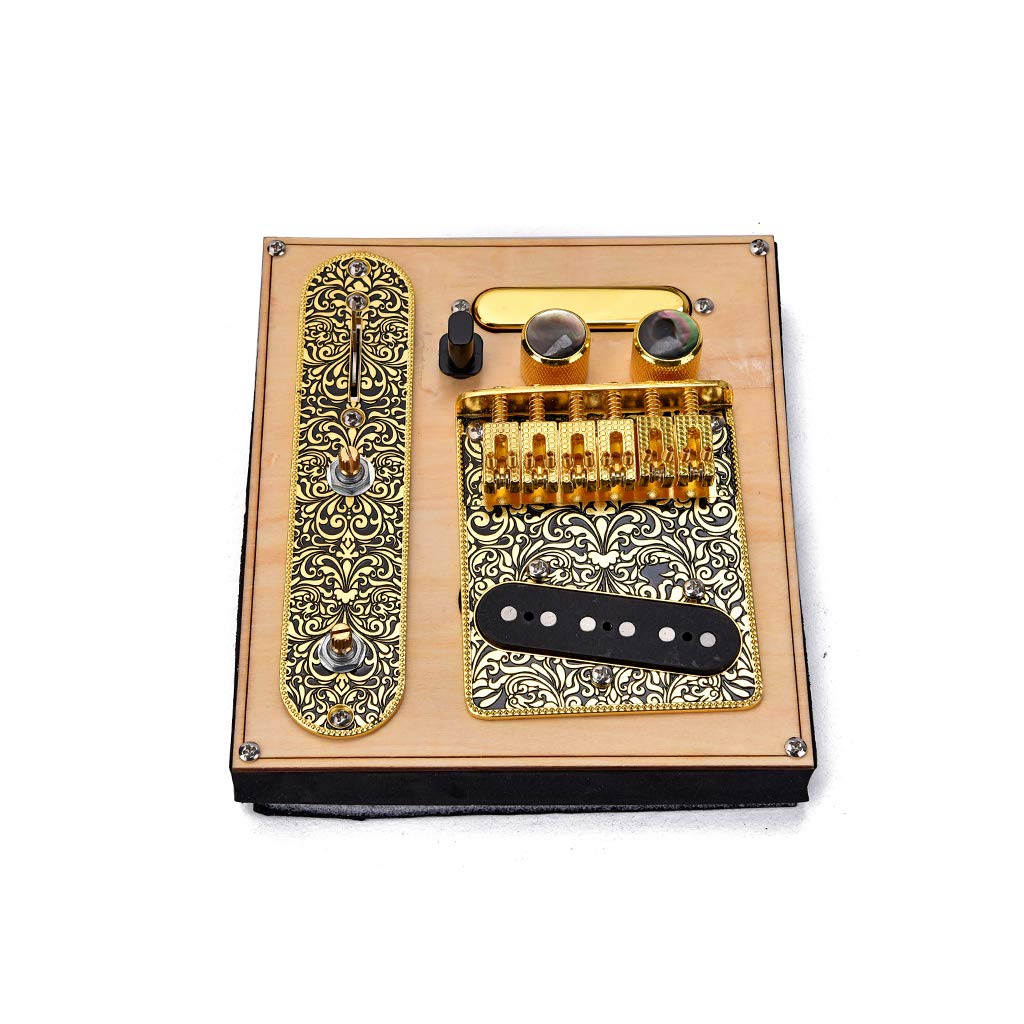 Ogdni 6 Strings Guitar Saddle Bridge With Alnico V Pickup,3 Way Switch Control Plate, for Telecaster kit Guitars Replacement Gold kit (Gold) โ image 1