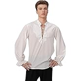 Koalswm Mens Medieval Pirate Shirt Long Sleeve Vampire Top Steampunk Renaissance Retro Gothic Halloween Punk Costume
