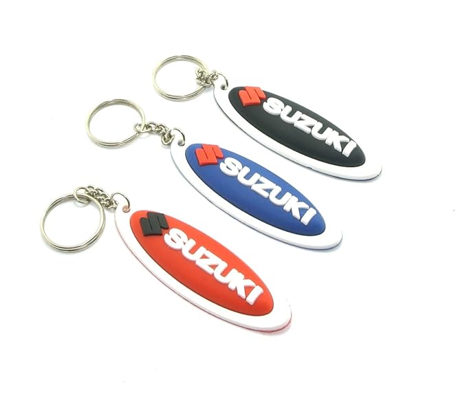 Suzuki Rubber Keychain Motorcycle Key Ring Oval 3 Pieces Amazon.co.uk Office Products