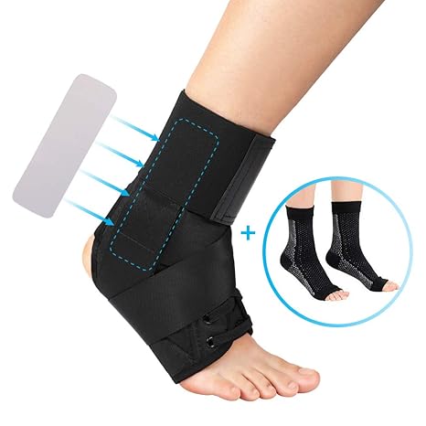 X-Large Kuangmi Ankle Brace Lace-up with Side Stabilizers Support Auxiliary Fixing Belt Strength Protector Single
