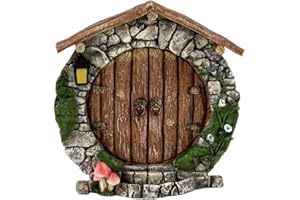 JJLFresheners Fairy Garden Doors and Windows for Trees Miniature Fairy Gnome,Sculptures and Statues Wall and Trees Outdoor Wooden Doors and Windows in The Yard Garden Sculptures and Statues