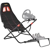 VEVOR Portable Racing Wheel Stand, Foldable &amp; Adjustable Steering Sim Wheel Stand, 18.5 in Seat Inner Width, Compatible with Logitech G923/G920/G29, Thrustmaster T248P, Fanatec, Hori, Mad Catz, Black