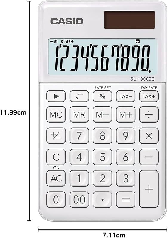 SL-1000SC-WE - Calculadora, 0.9 x 7.1 x 12 cm, color blanco