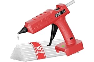 SAMVINOR Cordless Hot Glue Gun for Milwaukee 18V Battery, 60W Full Size Heavy Duty Glue Gun, Handheld Hot Glue Gun Kit with 30pcs 0.43'' Glue Sticks for Home Repair Arts Crafts DIY (Battery Not Include)