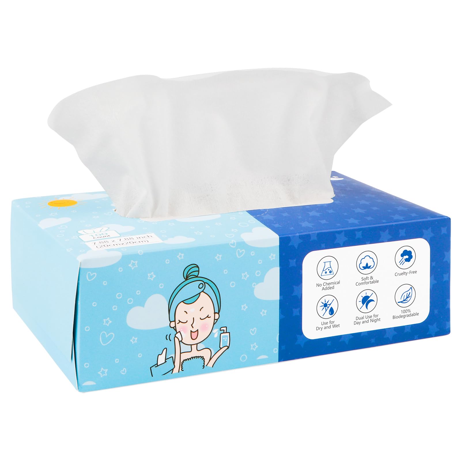 Orighty Disposable Face Towel, Biodegradable Clean Facial Towels, Super Soft Makeup Remover Wipes, Absorbent Facial Wash Cloth for Makeup Removing, Facial Cleansing, Nursing, Outdoor, 100 ct, 1 Pack