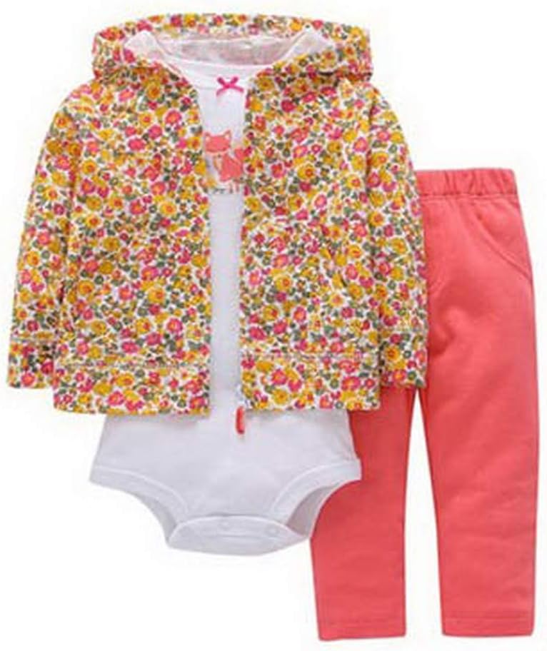 Odziezet Baby Long Sleeve Hoodie + Bodysuit + Pants Trousers Newborn Girl Boy Autumn Winter Clothes Outfits 0-24 Months