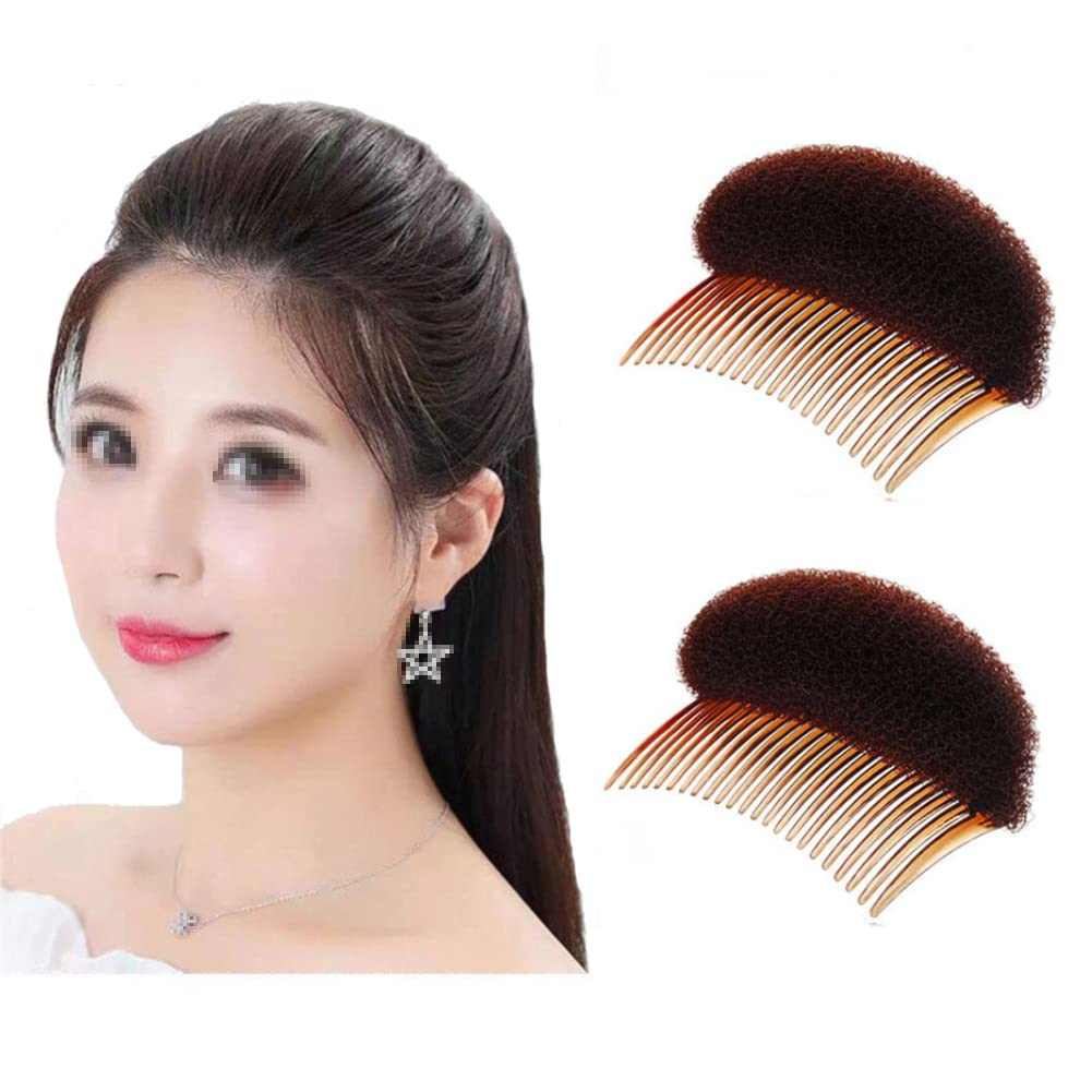 2Pcs Charming Bump It Up Volume Inserts Hair Comb Do Beehive Hair Styling Insert Tool Hair Stick Bun Maker Tool Hair Styling Accessories for Women Lady Girl (Brown)
