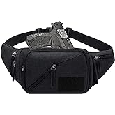 LarKoo Concealed Carry Pistol Waist bag Tactical Conceal Carry Pistol Bag Fanny Packs Handgun Holster Pouch with Bottle&Gun Holder Fits 1911 Glock etc