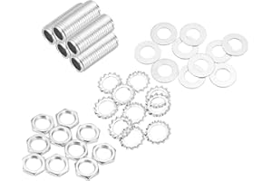 MECCANIXITY 35Pcs 1" Lamp Pipe Nipples Kit with Hex Nuts Washers, 1/4IP All Threaded 1/2" Outer Diameter Lamp Rod Hollow Tube