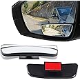 Livtee Framed Rectangular Blind Spot Mirror, HD Glass and ABS Housing Convex Wide Angle Rearview Mirror with Adjustable Stick for Universal Car (2 pcs)