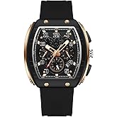 FANMIS Watches for Men Unique Rectangle Sports Watch White Wristwatch with Digital Analog Dual Time Display Chronograph Punk Cool Design Waterproof Watch-Trendy Silicone Strap Timepiece