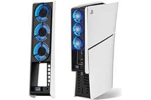 JUSPRO Cooling Fan for PS5 Slim, Upgraded Quiet Cooler Fan with LED Light for Playstation 5 Slim Console/Digital & Discs Edit