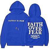 BANGELY Faith Over Fear Hoodie Women Christian Sweatshirt Graphic Christian Religious Sayings Sweater Bible Pullover Tops