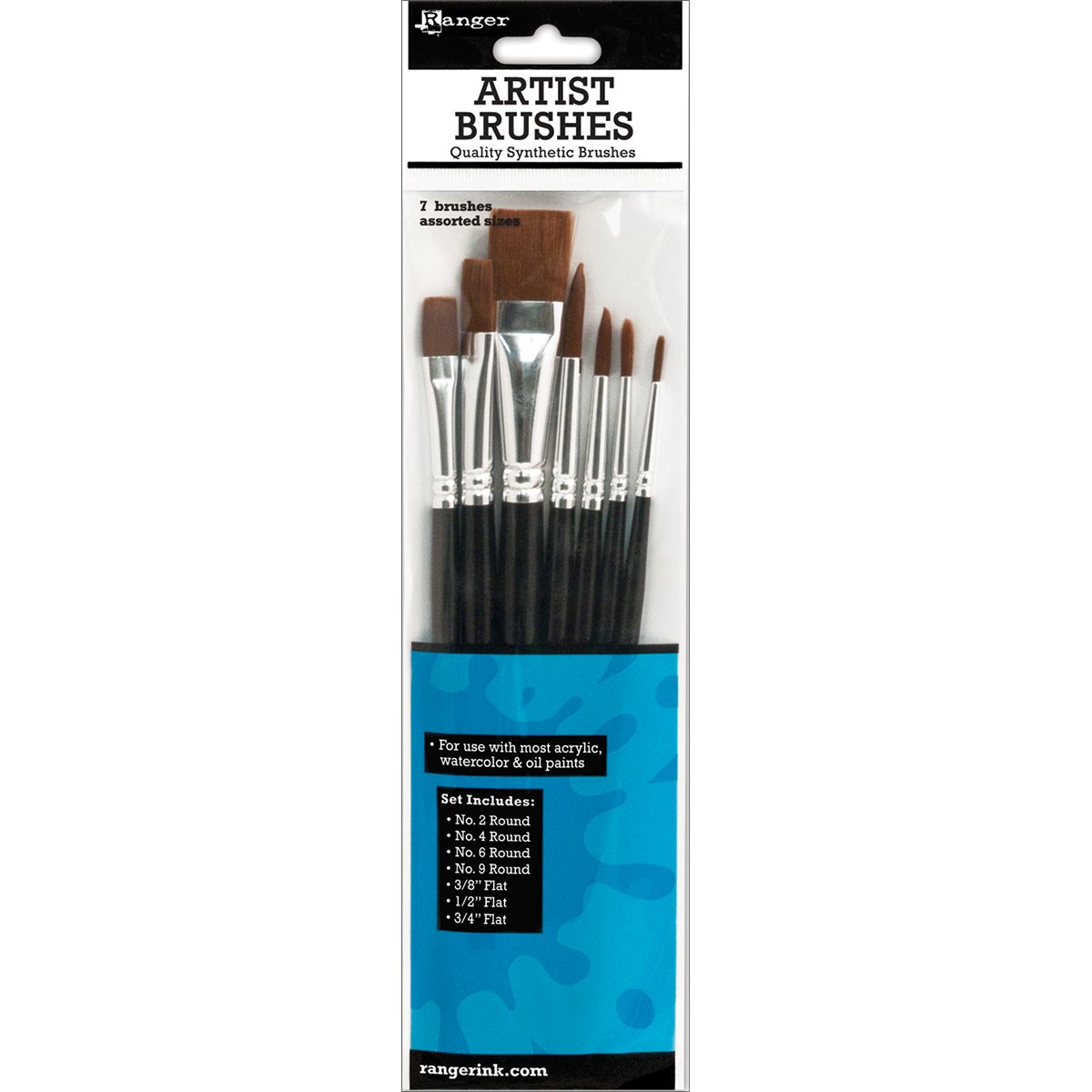 Ranger Artist Brushes 7/Pkg, Other, Multicoloured, 0.38 x 6.09 x 25.4