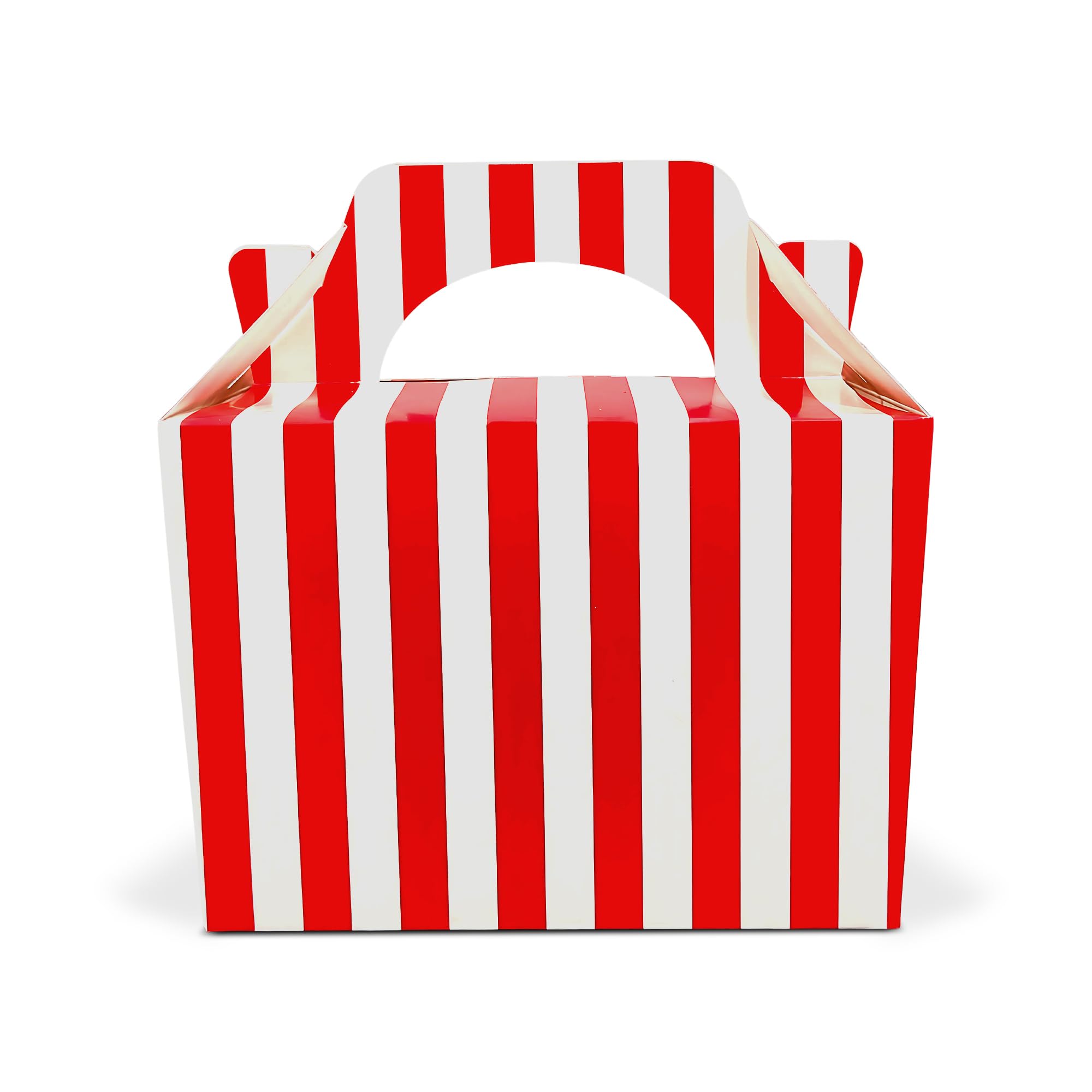 20 x Stripe Design Children/Kids Party Boxes Carry Food Meal Fun Picnic Birthday Wedding Favour/Baby Shower Party Box Loot Bag (Red)