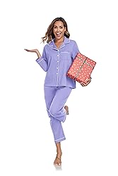 COLORFULLEAF Women's 100% Cotton Long Sleeve Pajama