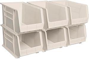 Akro-Mils 30260 Plastic Storage Stacking Hanging Akro Bin, 18-Inch by 11-Inch by 10-Inch, Stone, 6-Pack