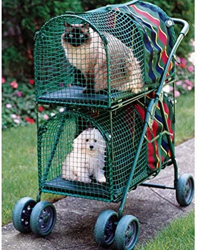 Pet Double Decker Strollers Prams for Carriage Cat & Dog Travel Carrier Strolling Cart