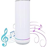 Lilsofee 1 Pack 20 OZ Sublimation Blank Skinny Straight Tumblers Stainless Steels Double Vacuum Bluetooth Speaker Music Tumbler with Lid and Straw Heat Transfer Cup