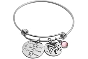 Ankiyabe Cousins Gifts Expandable Bracelet Cousin Quotes Bangle with Family Tree Charm