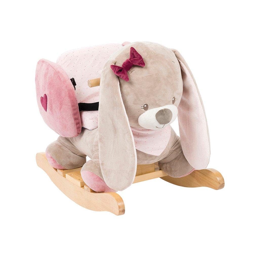 Nattou Rocking Animal for Children, Nina The Rabbit, 10-36 Months, 62 x 32 x 52 cm, Beige-Pink, 987295