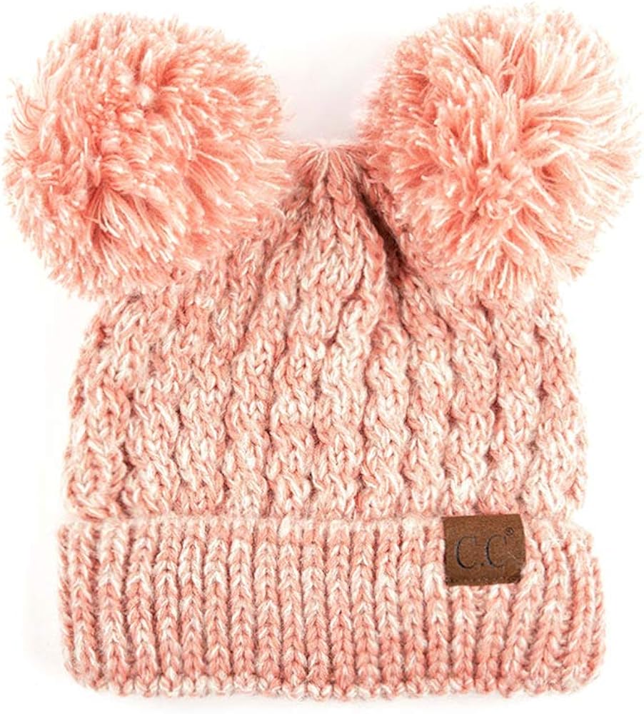2 pom pom beanie hat