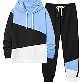 LecGee Men's Tracksuit 2 Piece Athletic Color Block Hoodie and Sweatpants Casual Sweatshirt Joggers Sweatpants Set for Men