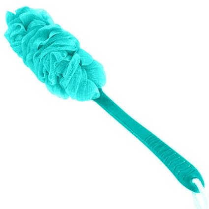 Fully Loofah Back Scrubber Bath Body Brush Shower Brush Exfoliating Luffa Pouf Sponge With Long Plastic Handle Blue Pack Of 1