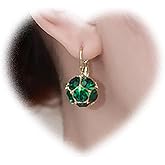 Crymystal Boho Emerald Drop Earrings Emerald Bead Earrings Green Crystal Hook Earrings Sparkly Cz Earrings Jewelry for Women and Teen Gifts