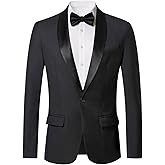 WZIKAI Mens Tuxedo Jacket Slim Fit One Button Solid Blazer Dress Suit for Wedding Prom Dinner Party