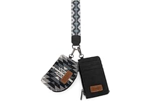 MONTANA WEST Wrangler Aztec Keychain Wristlet Wallets for Women Western Dual Pouch Wristlet Credit Card Holder Wallet with Zipper Pocket WG2213-W0051BK