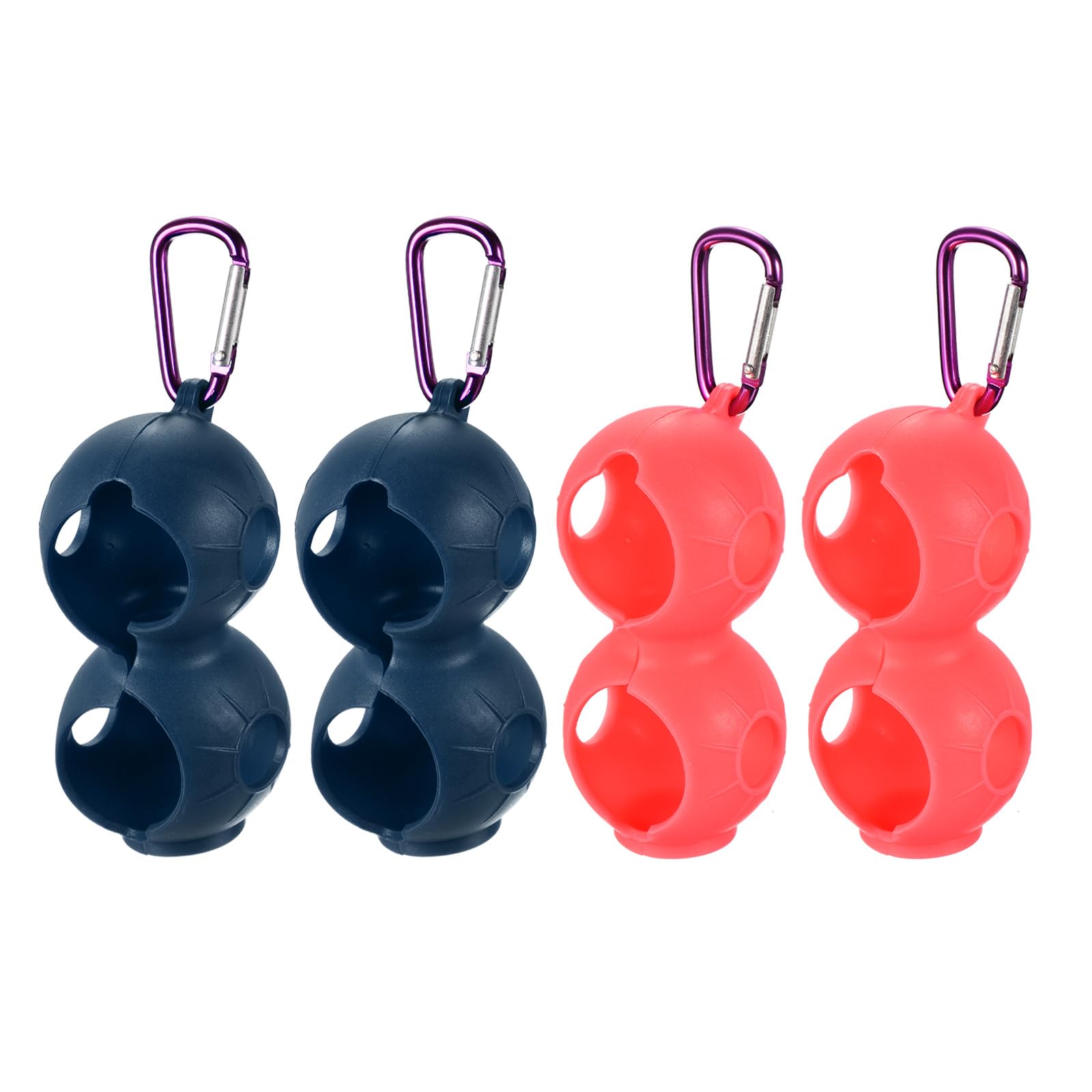 PATIKIL Golf Ball Holder, 4 Pack Silicone 2 Balls Carrier Protective Portable Sleeve with Buckle for Golf Bag Belt, Pink, Blue