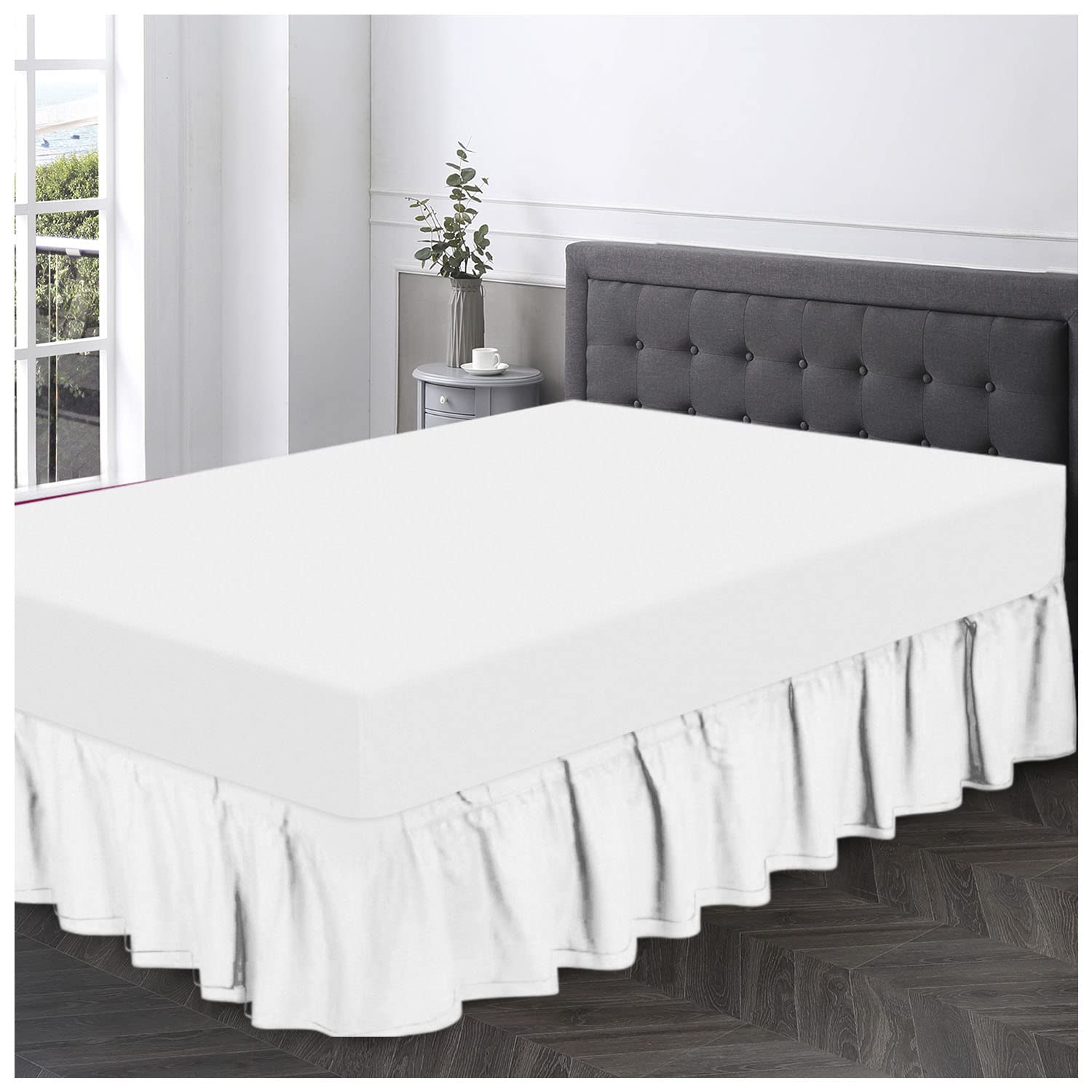 GAVENO CAVAILIA Cavailia Super Soft Plain Dyed Diamond Valance Sheet [ King - White ], 11142409