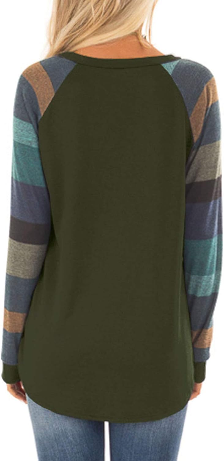 Halife Women's Lightweight Color Block Long Sleeve Loose Fit Pullover Sweatshirts Tunics Tops Shirts at  Women’s Clothing store