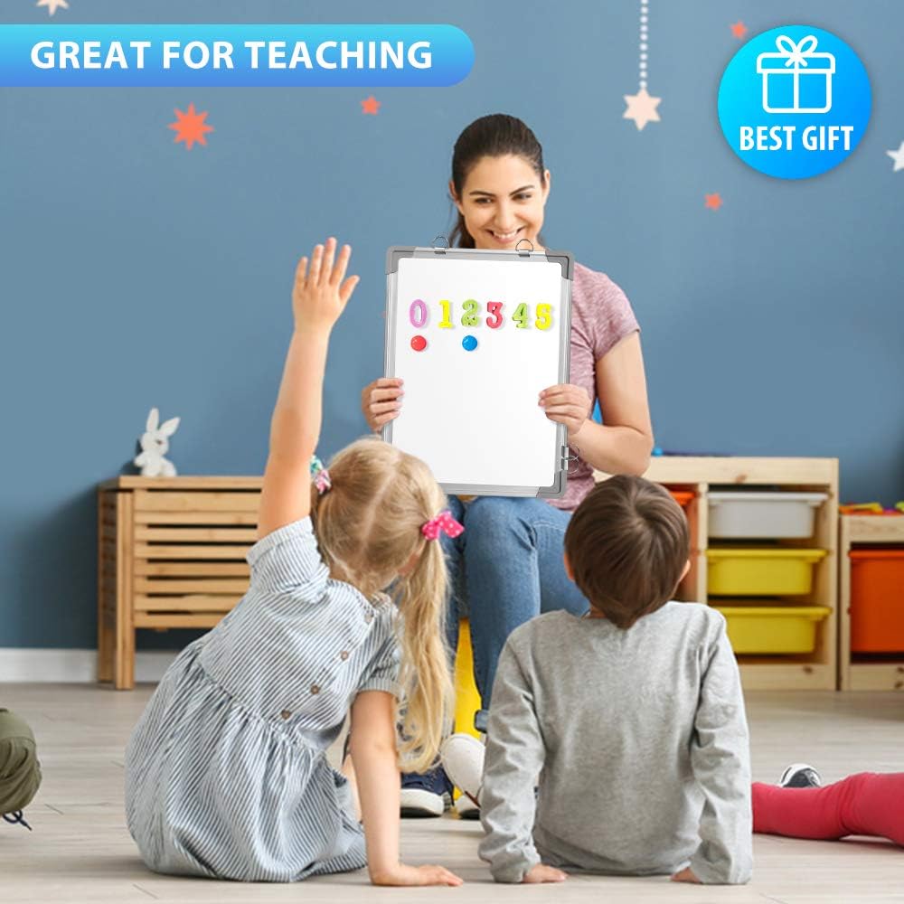 Small Dry Erase White Board, ARCOBIS 12" x 16" Magnetic Hanging Double-Sided Whiteboard for Wall, Portable Mini Easel Board for Kids Drawing, Kitchen Grocery List, Cubicle Planning Memo Board : Office Products