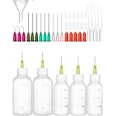 Glue Applicator Bottle Precision Tip Squeezable Bottle and Dispenser Nozzle | with 14G 18G 20G 25G Blunt Needle &amp; Caps Dispensing, Refilling Oil, Liquids, Paint, Quilling Craft