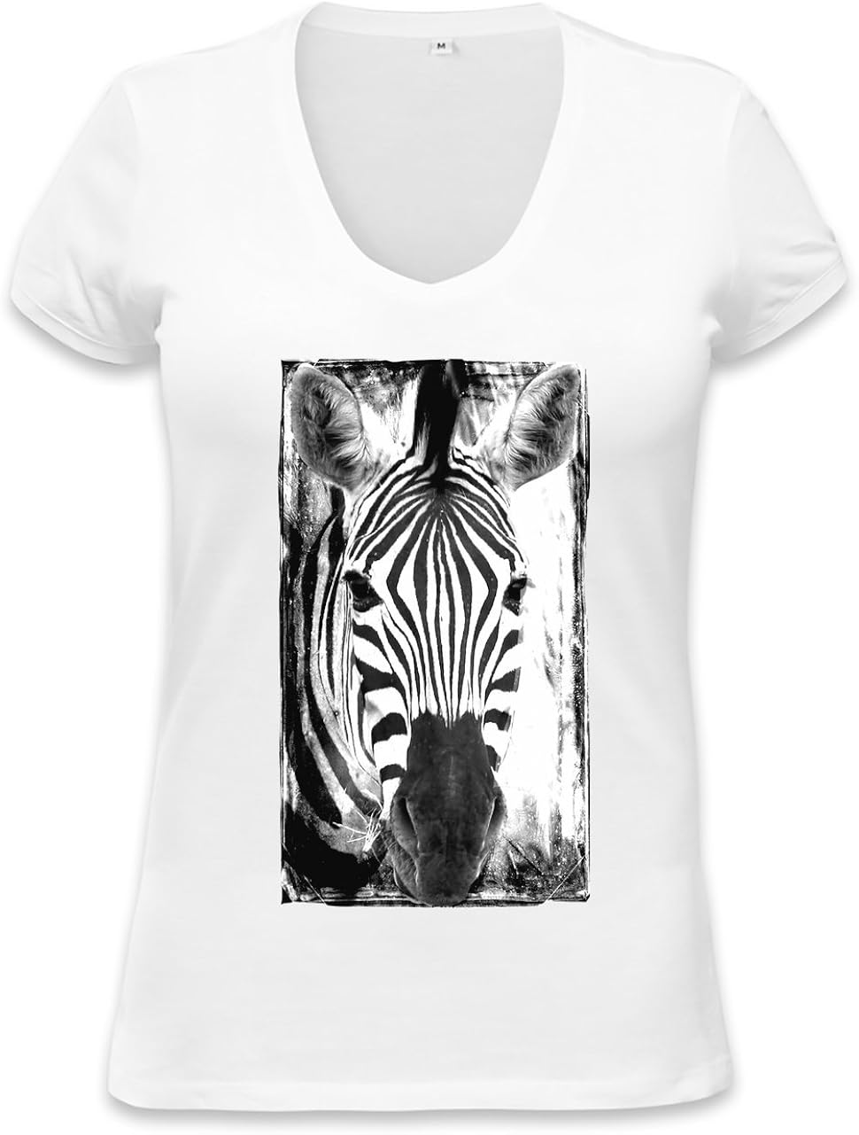 Vintage Zebra Photo Womens Vneck Tshirt XXLarge Clothing