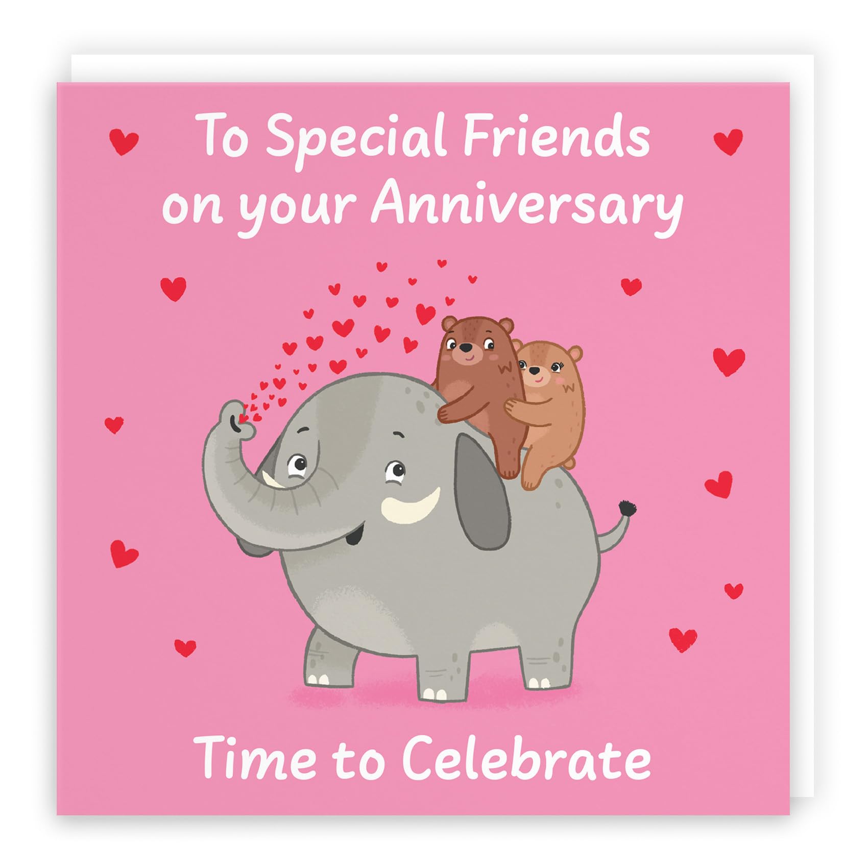 Hunts England - Cute Elephant Love Friends Anniversary Card - Fun Bears Anniversary Card - Love Story Collection — image 1