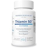 BIOTICS RESEARCH Thiamin 50&trade; &ndash; High Potency Vitamin B1 50 mg 90 Capsules | Energy Production, Metabolic Support, Cardiovascular Health, Brain Health, SOD &amp; Catalase, Antioxidant Enzyme Support
